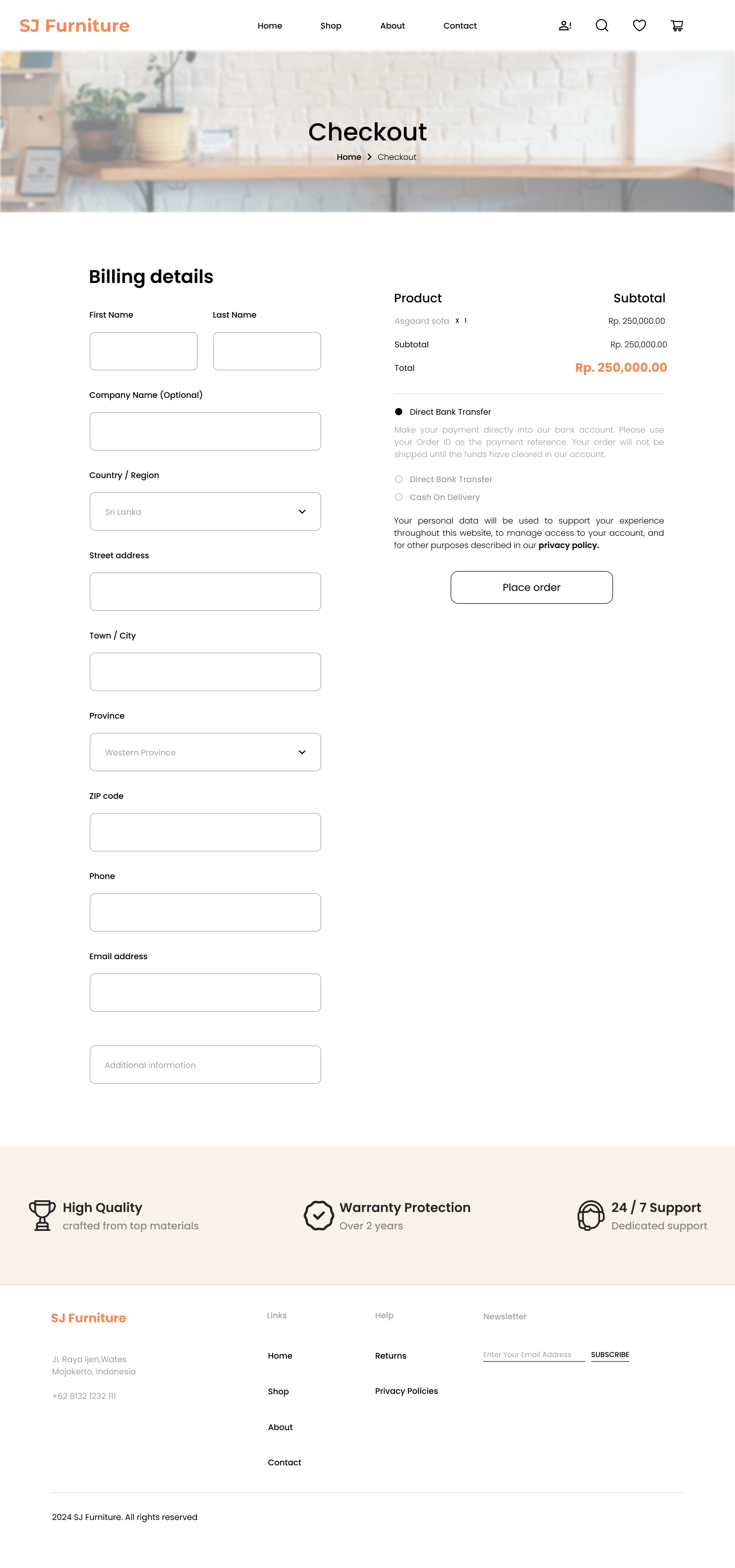 Checkout Page